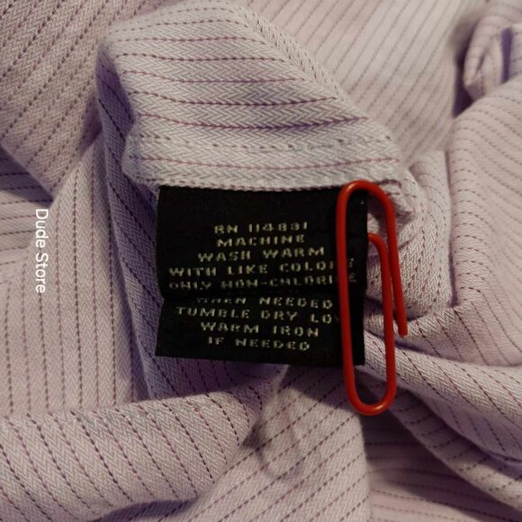 Nicole Miller New York - Lavender Stripe L/S Men's Shirt - Size Large 16 34/35 - Picture 4 of 4